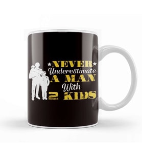 Man With Two Kids Papa Father Dad Daddy Stepdad Family Poppa Kupa Bardak Porselen
