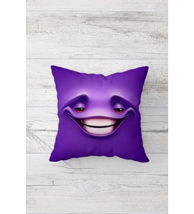 Mor Rahatlamış Emoji Çift Tarafı Baskılı Gizli Fermuarlı Yastık Kılıfı Kırlent Koltuk Yastık Kılıfı (Mor-Beyaz)