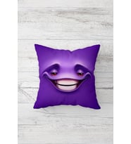 Mor Rahatlamış Emoji Çift Tarafı Baskılı Gizli Fermuarlı Yastık Kılıfı Kırlent Koltuk Yastık Kılıfı (Mor-Beyaz)