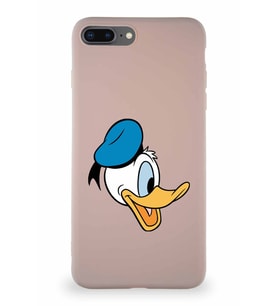 Apple iPhone 8 Plus Soft Premier Kapak Donald Duck-F Tasarımlı Silikon Kılıf - Pudra (Şeffaf)