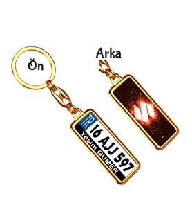 Kişiye Özel Suziki Parıltı Kahverengi Logo Tema Plaka Anahtarlık (Altın)