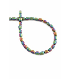 Hematit Doğal Taş Mat Gökkuşağı Arpa Kesim 4x6mm Dizi [AA]