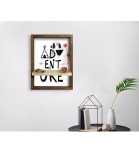 BK Home Doğal Masif Ahşap Çerçeveli Tablo Duvar Rafı-35