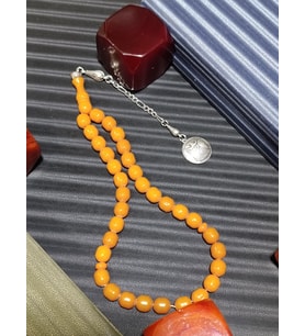 Sarı Sıkma Çubuk Kehribar Tesbih (Çok Renkli)
