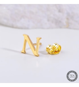 14 Ayar Altın N Harf Küpe 0,56 gr