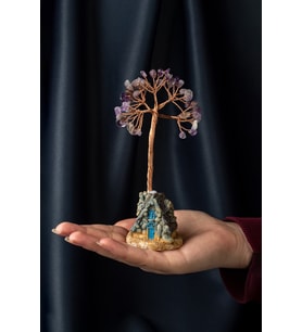 Ametist Taşı El Yapımı 5x12cm Doğal Taş Dekoratif Hayat Ağacı