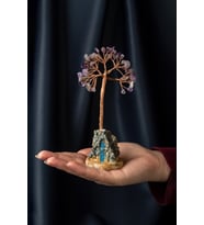 Ametist Taşı El Yapımı 5x12cm Doğal Taş Dekoratif Hayat Ağacı