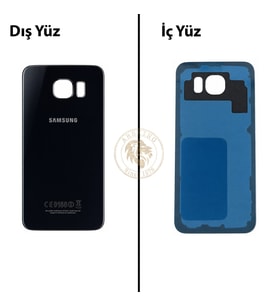 Samsung Galaxy S6 Siyah Renk Arka Kapak Arka Cam Batarya Kapağı Pil Kapağı Lazer Kesim Back Cover Galaxy S6 Uyumlu