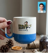 Kişiye Özel Karikatürlü Sarı Lacivert Taraftar Kupa Bardak Pro Doğum Günü Hediyesi