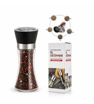 HAND GRINDER BÜYÜK CAM HAZNELİ - PLS.KAPAKLI - KROM BELLİ TUZ - BAHARAT ÖĞÜTÜCÜ