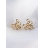 Pirinç Gold Renk Fiyonk Küpe - TJ-BKP8944