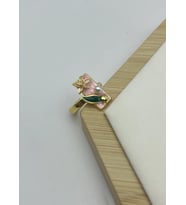 Çelik Gold Pembe Çiçekli İncili Ayarlanabilir Yüzük - 25yzk220