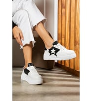 Lk Ortapedik Bağcıklı Yıldız Detaylı Günlük Sneaker Ayakkabı (Beyaz)