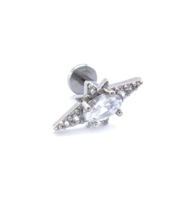 316L Çelik Zirkon Taşlı Kutup Yıldızı Piercing PRC-156 (Gümüş)