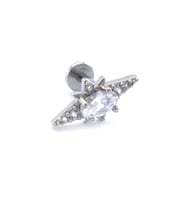 316L Çelik Zirkon Taşlı Kutup Yıldızı Piercing PRC-156 (Gümüş)