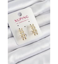 Xuping Zirkon Taşlı Sıralı Damla Model Gold Renk Kadın Küpe - Tj-Bkp10839