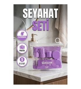 5 Parça Seyahat Bakım Seti 30 ml Şişe Sprey Krem Kutulu Taşıma Çantalı