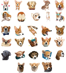 Sevimli Köpekler Sticker Set-1 19 Parça Telefon, Tablet, Defter, Laptop Sticker