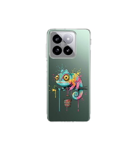 Xiaomi Mi 14 ile Uyumlu Splash Bukalemun Tasarımlı Şeffaf Silikon Kılıf