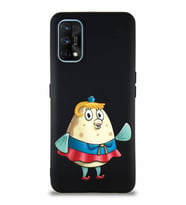 Realme 7 Pro Soft Premier Kapak Bayan Puff Tasarımlı Silikon Kılıf - Siyah (Şeffaf)