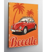 Kanvas Tablo Palmiyeler ve Retro Vosvos "Beetle"