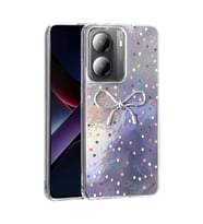 Xiaomi Poco X7 Pro Kılıf Kamera Korumalı Fiyonk Kalp Figürlü Ponti Kapak (Lila)