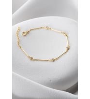 925 Ayar Gümüş Gold Kaplama Zirkon Taşlı Çubuk Model Bileklik