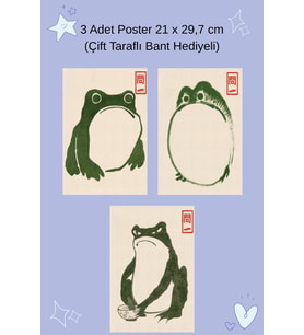 Japon Kurbağaları 3 Adet Poster 21 x 29,7 cm