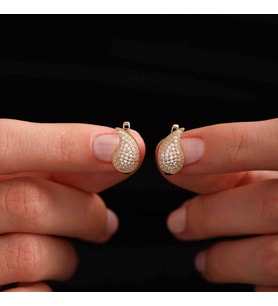 Altın Drop Küpe 1.5 cm Taşlı