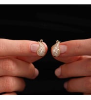 Altın Drop Küpe 1.5 cm Taşlı