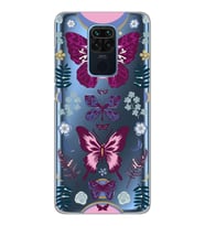 Xiaomi Redmi Note 9 Uyumlu Kelebek Desenli Şeffaf Telefon Kılıfı