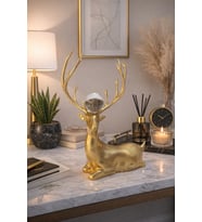 24cm Gold Kristal Camlı Dekoratif Hediyelik Geyik Biblo Ev Ofis