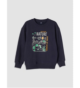 LC WAIKIKI Lacivert Baskılı Erkek Çocuk Sweatshirt