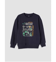 LC WAIKIKI Lacivert Baskılı Erkek Çocuk Sweatshirt