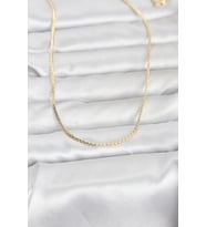 CM 14K Gold Renk Yassı Zincir Model 60 cm Kadın Kolye