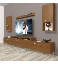 Decoraktiv Ekoflex 270DA Mdf Krom Ayaklı Tv Ünitesi Tv Sehpası - Naturel Ceviz
