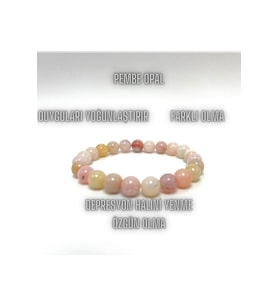 Sertifikalı Pembe Opal 8mm Elastik Misinalı Doğal Taş Bileklik