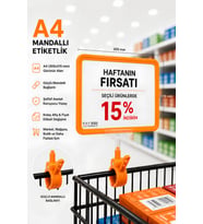 A4 Mandallı Fiyatlık Etiketlik Sepet Raf Askılık Fiyat Etiketi Çerçeveli Market Mağaza Turuncu