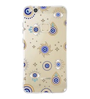 PrintiFy Huawei P10 Lite ile Uyumlu 1mm Slim Fit Nazar Boncuğu 5 Baskılı Şeffaf  Kılıf