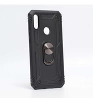 Huawei Honor 8A Uyumlu Kılıf Standlı Manyetik Yüzüklü Military Magnetic Ring Polycarbonate and TPU Case (Siyah)