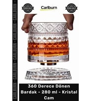 Özel Üretim Lüks Kokteyl Sunum Tasarım Döner 360 Derece Dönen Bardak 280 ml Kristal Cam