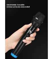 TechTic V-102 Vhf Kablosuz Mikrofon Profosyonel Cami Okul Otobüs Sunum Düğün Alıcılı El Mikrofonu Karaoke Digital Ekran
