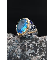 Aquamarine (AQUA MARİN) Taşlı 925 Ayr Gümüş Erkek Yüzük 901431