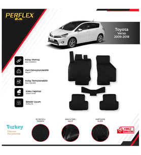 Toyota Verso 2009-2018 3D Havuzlu Paspas (Siyah - Beyaz)