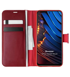 Microsonic Xiaomi Poco X3 GT Kılıf Delux Leather Wallet Kırmızı