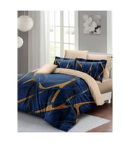 Çift Kişilik Nevresim Takımı Sık Dokuma Pamuk Saten 3d Özel Tasarım Blue Brown