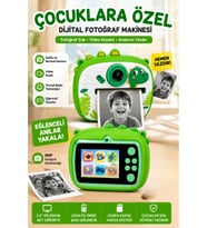 Dinozor Temalı Çocuk Dijital Fotoğraf Makinesi Termal Baskılı Kamera Selfie