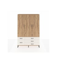 Arges Dolap 5 Raflı 5 Çekmeceli Tek Askılı 132x30x195 Çam-Çam/Aytaşı