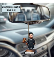Kişiye Özel Avukat Karikatür Ayna Süsü – Hukukçulara Özel Araç İçi Hediyelik