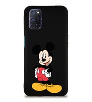 Oppo A72 Soft Premier Kapak Mickey Mouse-E Tasarımlı Silikon Kılıf - Siyah (Şeffaf)